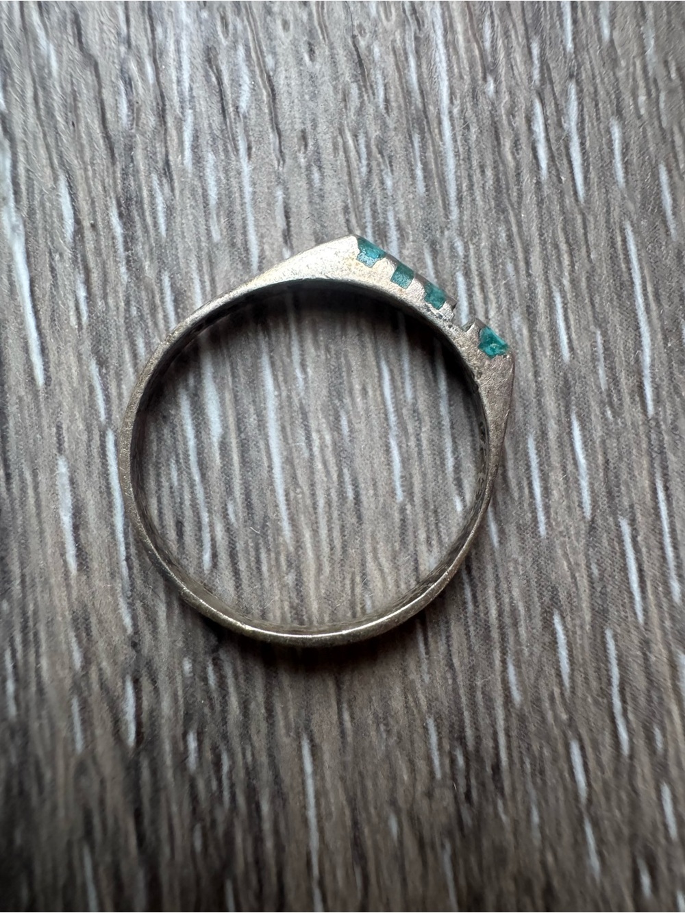 Mexican silver and inlaid sterling silver ring
